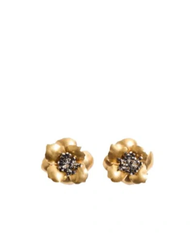 Valentino Garavani Irregular Petal Earrings In Gold
