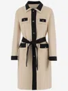 Valentino Ivory Black Single-breasted Coat In Neutral