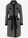 Valentino Belted Checked Wool And Cashmere-blend Coat In Black