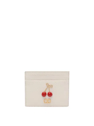 Valentino Garavani Ivory Cherryfic Cards Holder In White