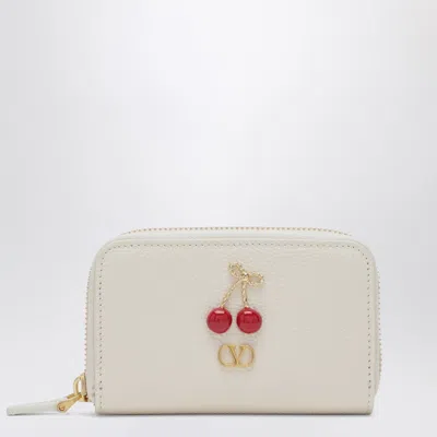 Valentino Garavani Ivory Cherryfic Zip-around Wallet In White