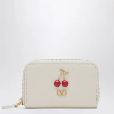 Valentino Garavani Ivory Cherryfic Zip-around Wallet In White