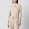 Valentino Embroidered Cotton Knit Polo Woman Ivory Xs In Neutral