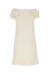 Valentino Ruffled Wool And Silk-blend Crepe Mini Dress In White