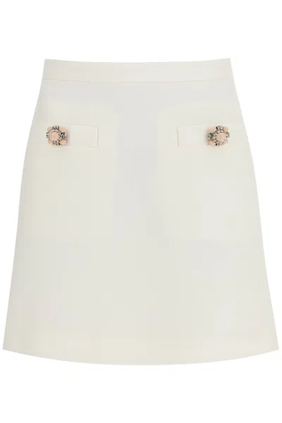 VALENTINO VALENTINO  IVORY CREPE COUTURE MINI SKIRT