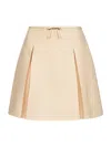 Valentino Womens Betulla Bow Pleated Wool-silk Woven Mini Skirt