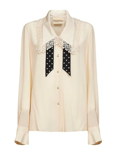 Valentino Ivory Crepe De Chine Shirt In Nude