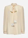 Valentino Ivory Crepe De Chine Shirt In Pink