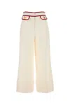 Valentino Ivory Trousers With Gold V In Neutral