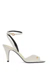 Valentino Ivory Goat Leather Stiletto Sandal With Striped Strap In Beige