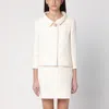 Valentino Garavani White Jacket With Spread Collar And Front Jewel Button In Wool And Silk Woman In Print