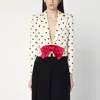 Valentino Bow-embellished Polka-dot Silk-shantung Jacket In Black