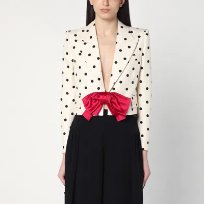 VALENTINO IVORY JACKET WITH PLUSDEPOIS PRINT