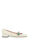 Valentino Ivory Kid Leather Ballerinas With Crystal Flower In Beige