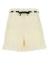 Valentino Lace Shorts With Bow And Scalloped Hem In Neutral
