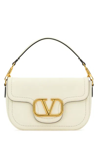 Valentino Garavani Women Ivory Leather Alltime Shoulder Bag In White