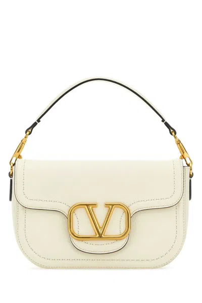 Valentino Garavani Women Ivory Leather Alltime Shoulder Bag In White