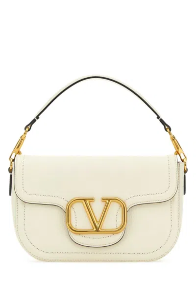Valentino Garavani Women Ivory Leather Alltime Shoulder Bag In White