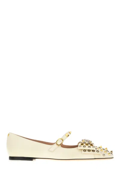 Valentino Garavani Ivory Leather Ballerinas In White