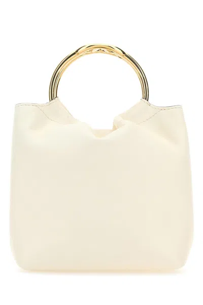 Valentino Garavani Ivory Leather Bucket Bag In Beige