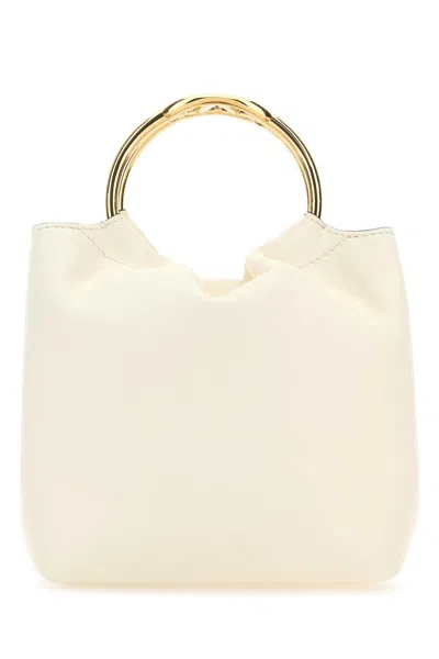 Valentino Garavani Ivory Leather Bucket Bag In White