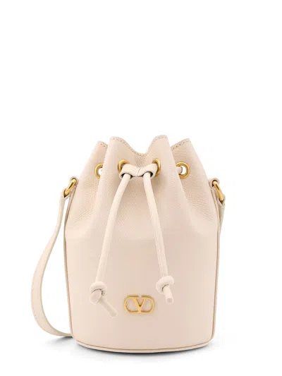 Valentino Garavani Ivory Leather Bucket Bag In Beige