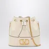 Valentino Garavani Mini Bucket Bag In Nappa With Vlogo Signature Chain Woman Light Ivory Uni In White