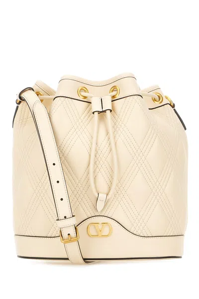 Valentino Garavani Ivory Leather Crossbody Bag In Butter White