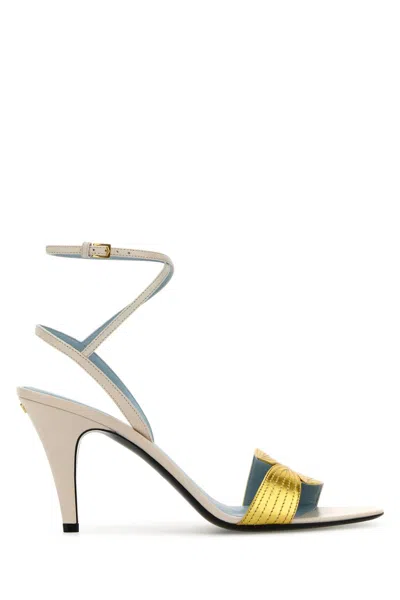 VALENTINO GARAVANI IVORY LEATHER FOLIEFOLIAGE SANDALS