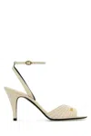 Valentino Ivory Goat Leather Stiletto Sandal With Striped Strap In Ivory