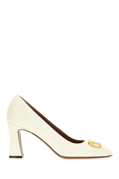 Valentino Garavani Ivory Leather Pumps In White