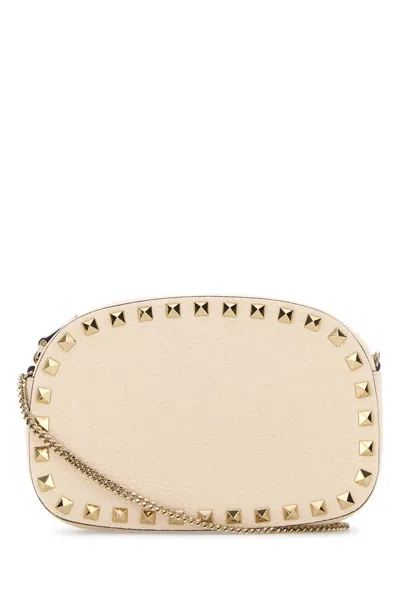 Valentino Garavani Ivory Leather Rockstud Crossbody Bag In White
