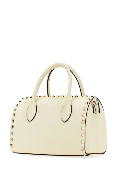 Valentino Garavani Ivory Leather Rockstud Handbag