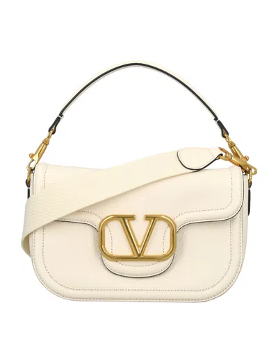 Valentino Garavani Ivory Leather Shoulder Handbag For Women In White