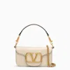 VALENTINO GARAVANI IVORY LEATHER SMALL SHOULDER HANDBAG WITH VLOGO SIGNATURE FOR WOMEN