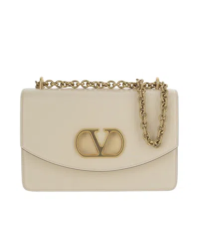 VALENTINO GARAVANI WOMEN IVORY LEATHER VAIN SHOULDER BAG, ONESIZE LUXURY SHOULDER BAGS FOR WOMEN DARVEYS