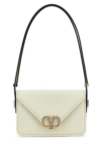 Valentino Garavani Ivory Leather Vlogo Crossbody Bag
