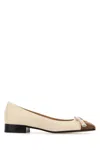 Valentino Leather Vlogo Signature Ballerinas In Neutral