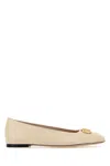 Valentino Garavani Vlogo White Lamb Leather Goat Leather Classic Ballet Flats In Nude