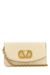 Valentino Small Leather Clutch With Adjustable Chain Strap In Neutral
