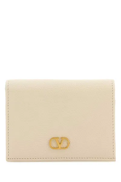 Valentino Garavani Ivory Leather Vlogo Wallet