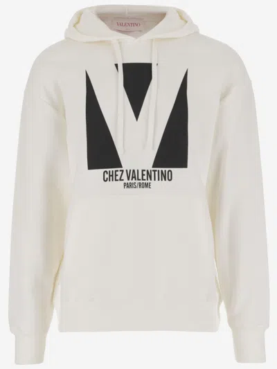 VALENTINO IVORY LOGO PRINT HOODIE