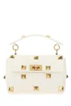 VALENTINO GARAVANI IVORY NAPPA LEATHER MEDIUM ROMAN STUD HANDBAG