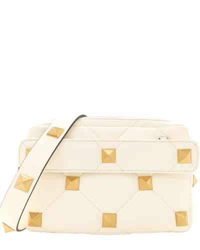Valentino Garavani Valentino Ivory Nappa Leather Roman Stud Crossbody (authentic Pre-loved)