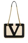 Valentino Garavani Garavani Viva Superstar Medium Nappa Leather Shopping Bag Woman Butter/black Uni In Butterwhitenero