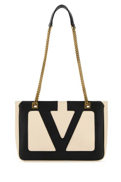 Valentino Garavani Ivory Nappa Leather Small Viva Superstar Shoulder Bag In Butterwhitenero