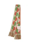 Valentino Garavani Ivory Orange Green Patterned Scarf With Fringes Spring Summer Women In Beige