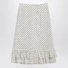 Valentino Ivory Polka-dot Skirt With Ruffles