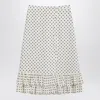 Valentino Womens Betulla Nero Polka-dot Ruffled Woven Midi Skirt
