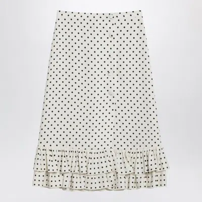VALENTINO VALENTINO  IVORY POLKA-DOT SKIRT WITH RUFFLES